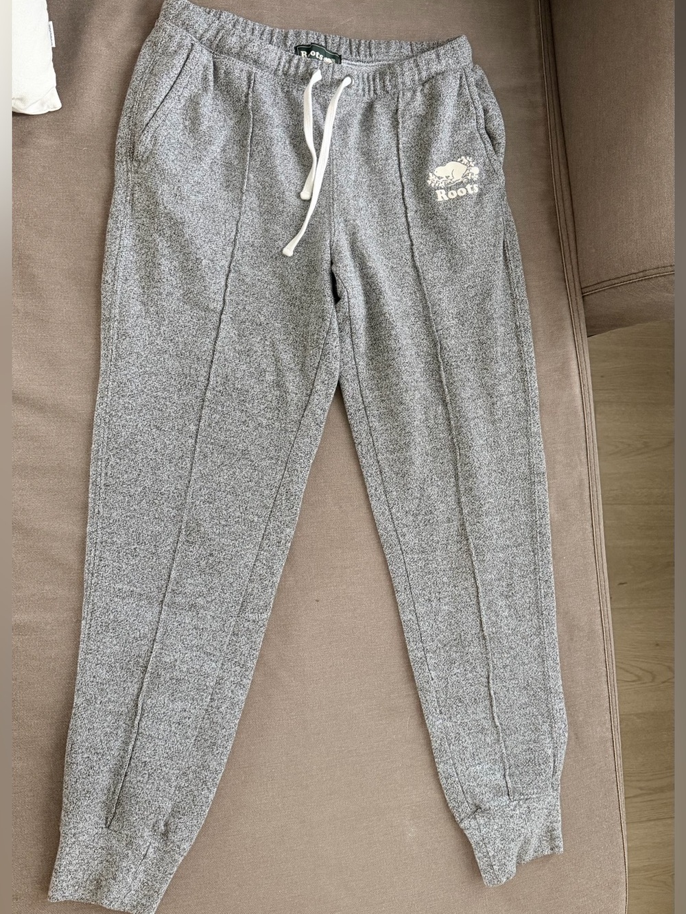 Roots Gray Marled Sweatpants with Dark Green Label